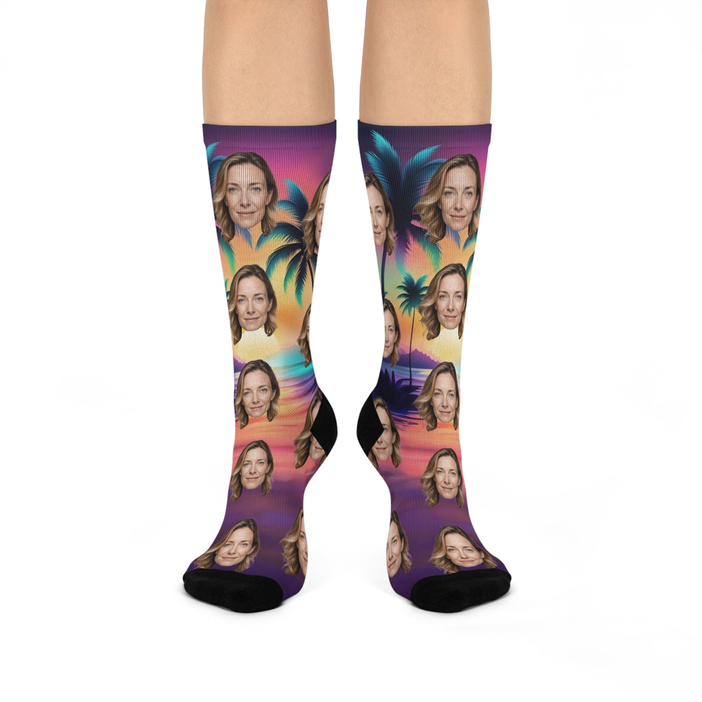 Custom Face and Palm Tree Socks