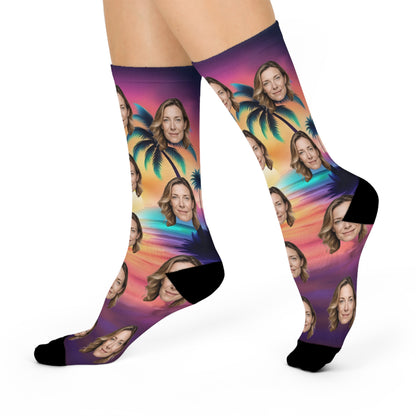 Custom Face and Palm Tree Socks